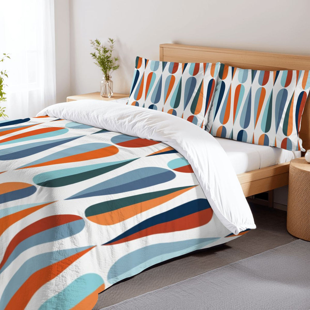 Mid-Century Modern Teardrop Geometric Duvet Cover Set