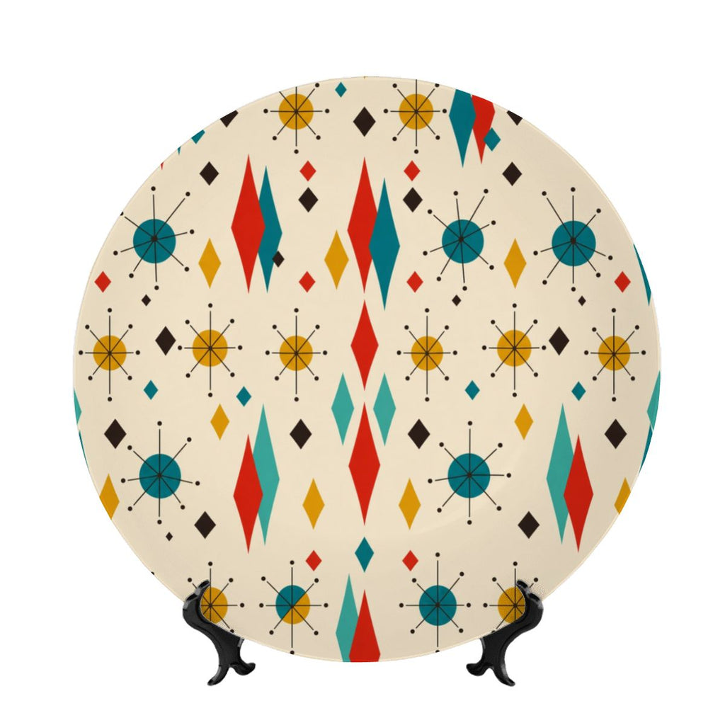 Mid-Century Geometric Ceramic Decorative Plate