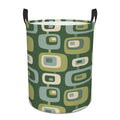 Mid-Century Modern Olive Green Geometric Laundry Basket