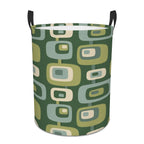 Mid-Century Modern Olive Green Geometric Laundry Basket