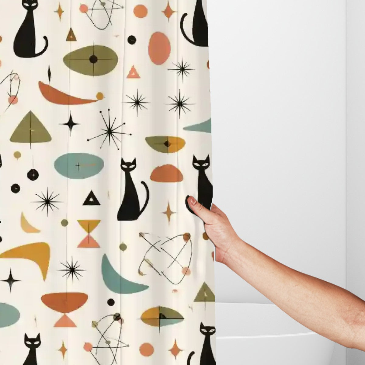 Mid-Century Modern Space Age Garden Shower Curtain