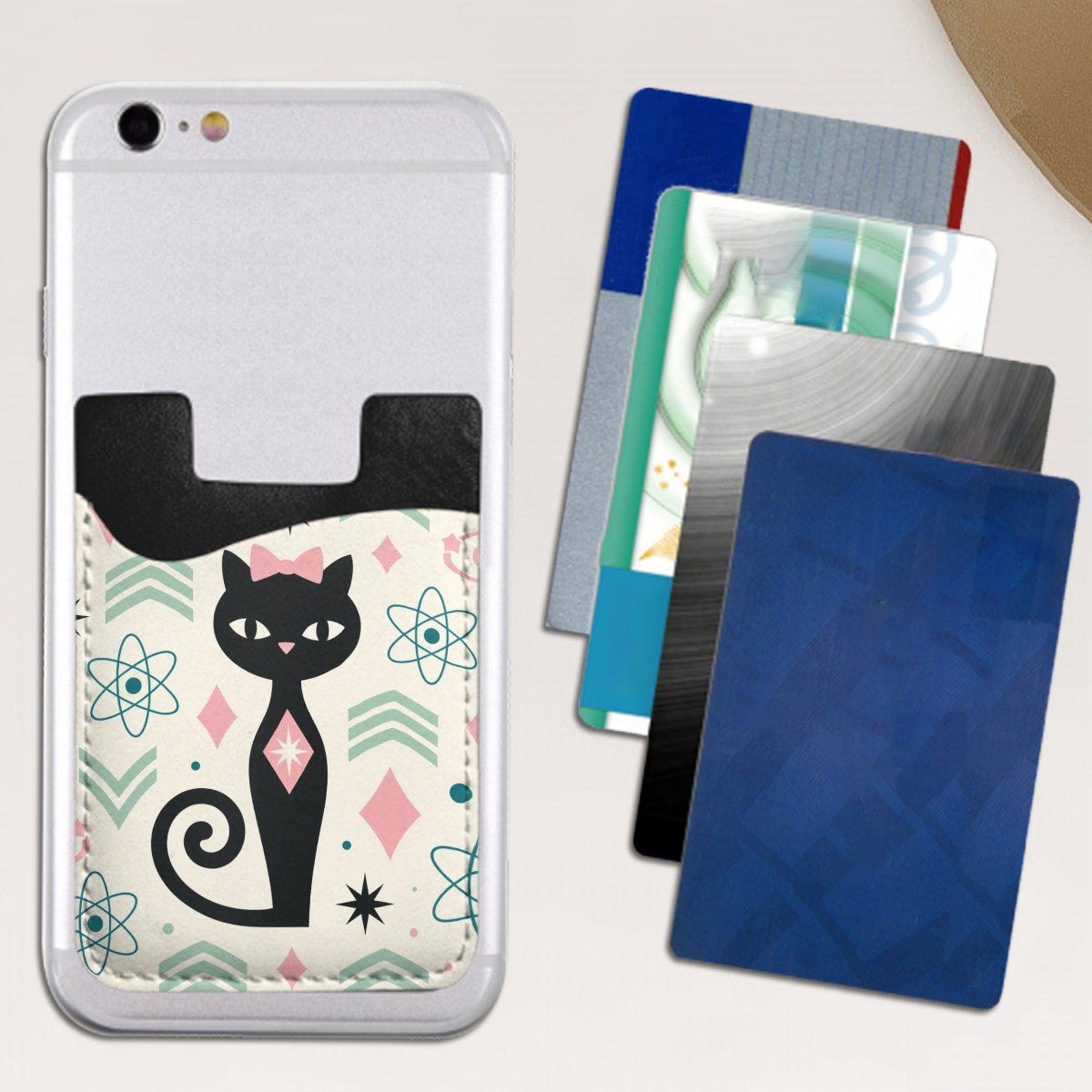 MCM-Era Black Cat & Atomic Print Phone Card Holder