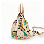 Mid-Century Modern Geometric Barrel Bag