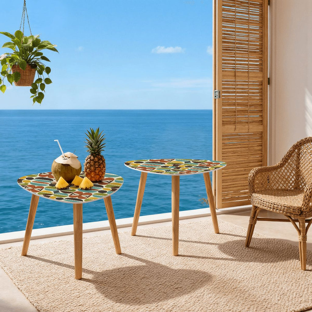 Mid-Century Modern Organic Mosaic Nesting Tables