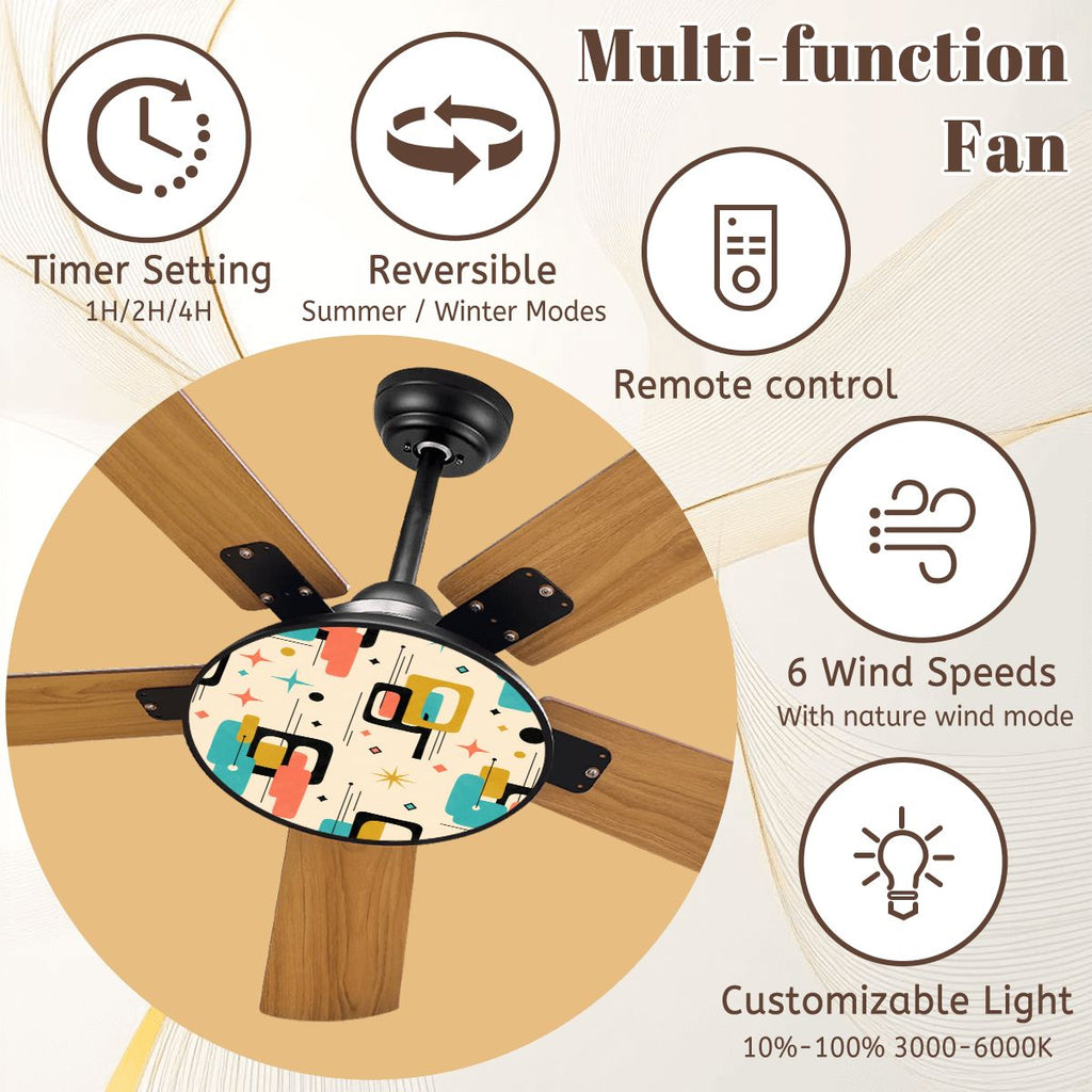 Multicolor Atomic 42-Inch Ceiling Fan with Light
