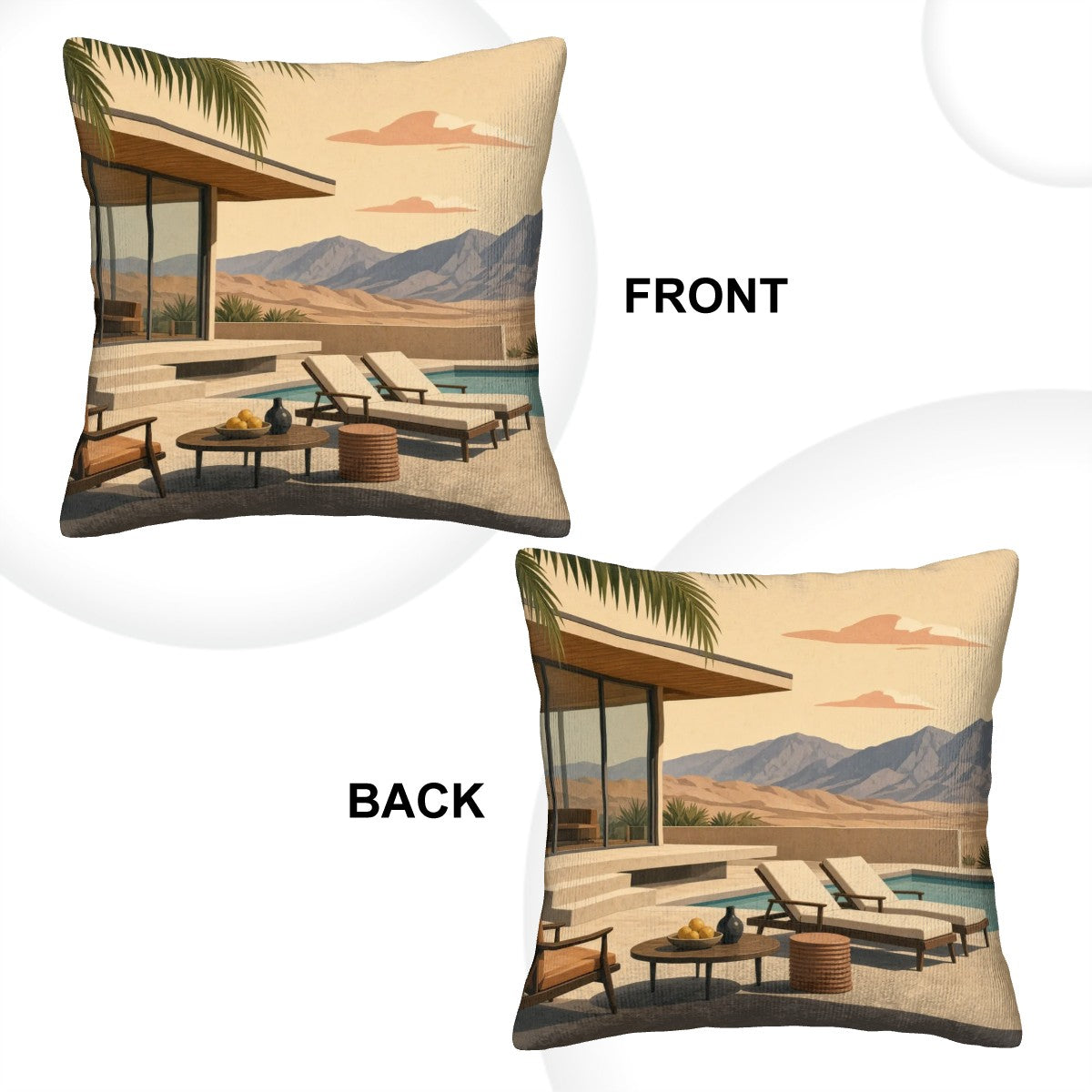 Mid-Century Modern Palm Springs Corduroy Throw Pillow Cover with Insert
