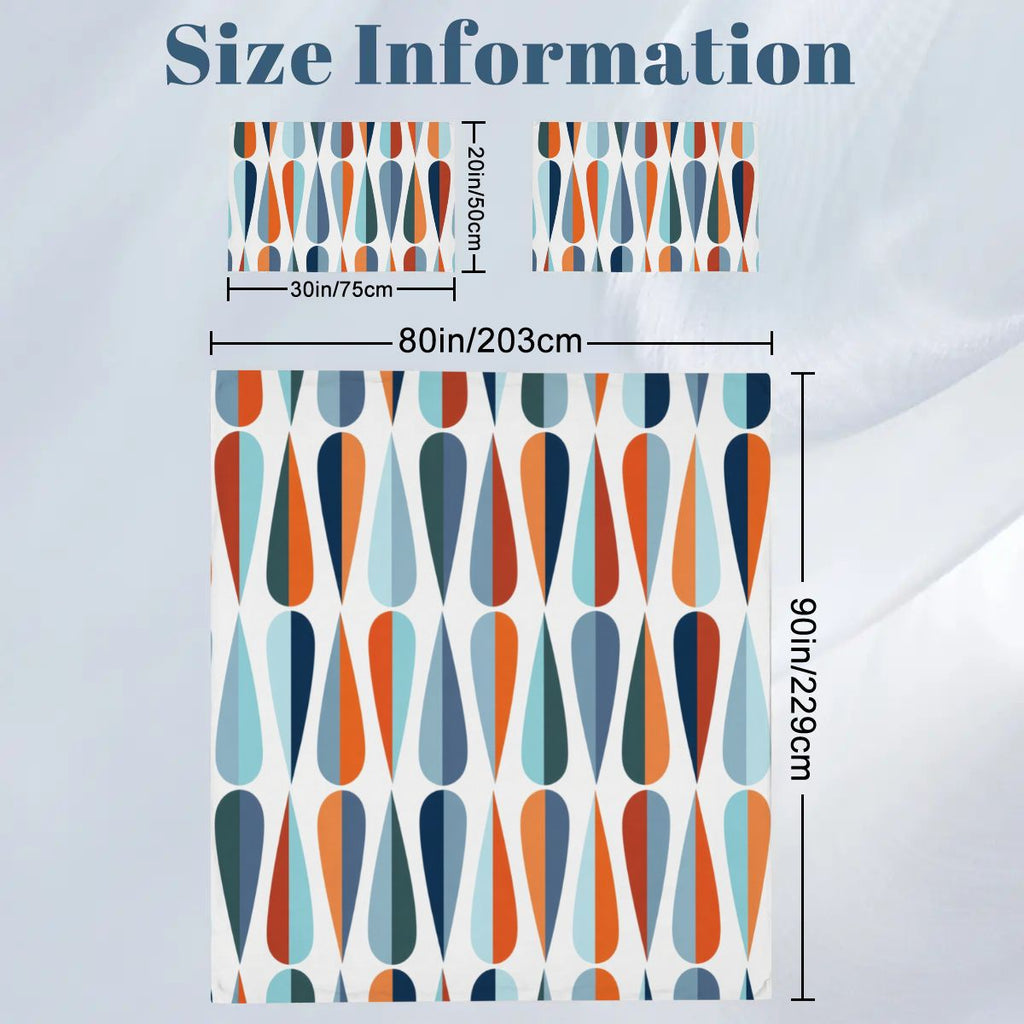 Mid-Century Modern Teardrop Geometric Duvet Cover Set