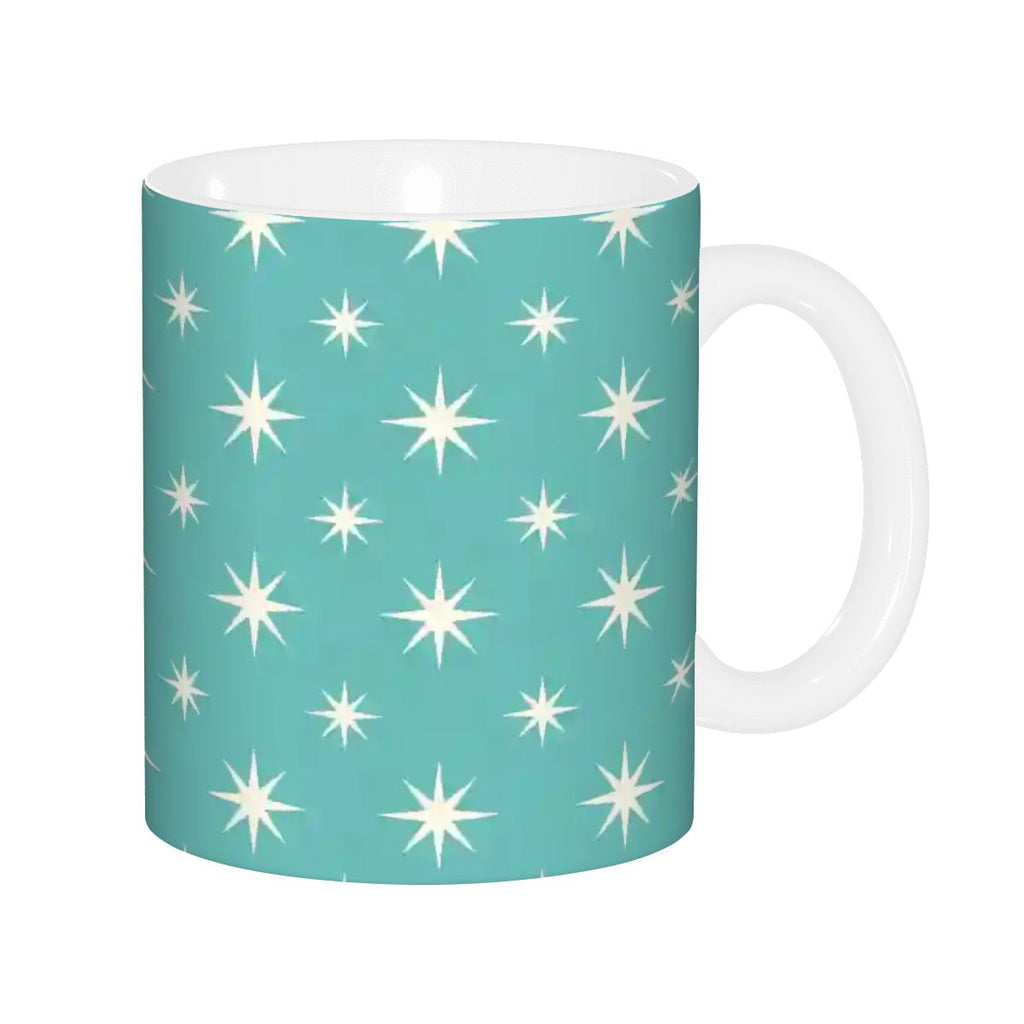 MCM-Era Turquoise Atomic Starburst 11 oz Ceramic Mug