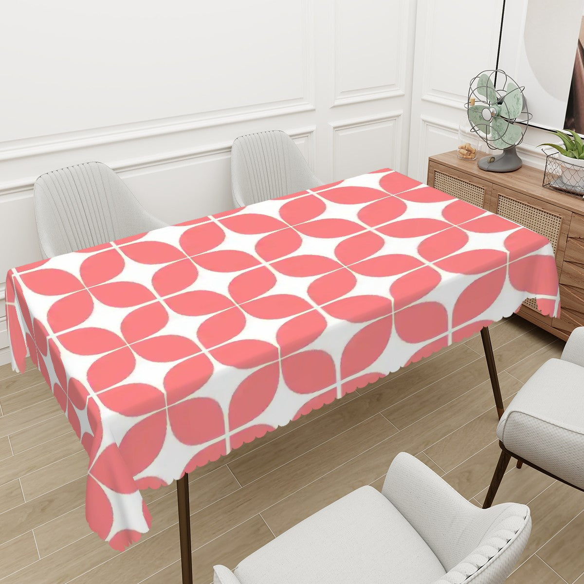 Atomic Coral Pebble Mid-Century Modern Tablecloth