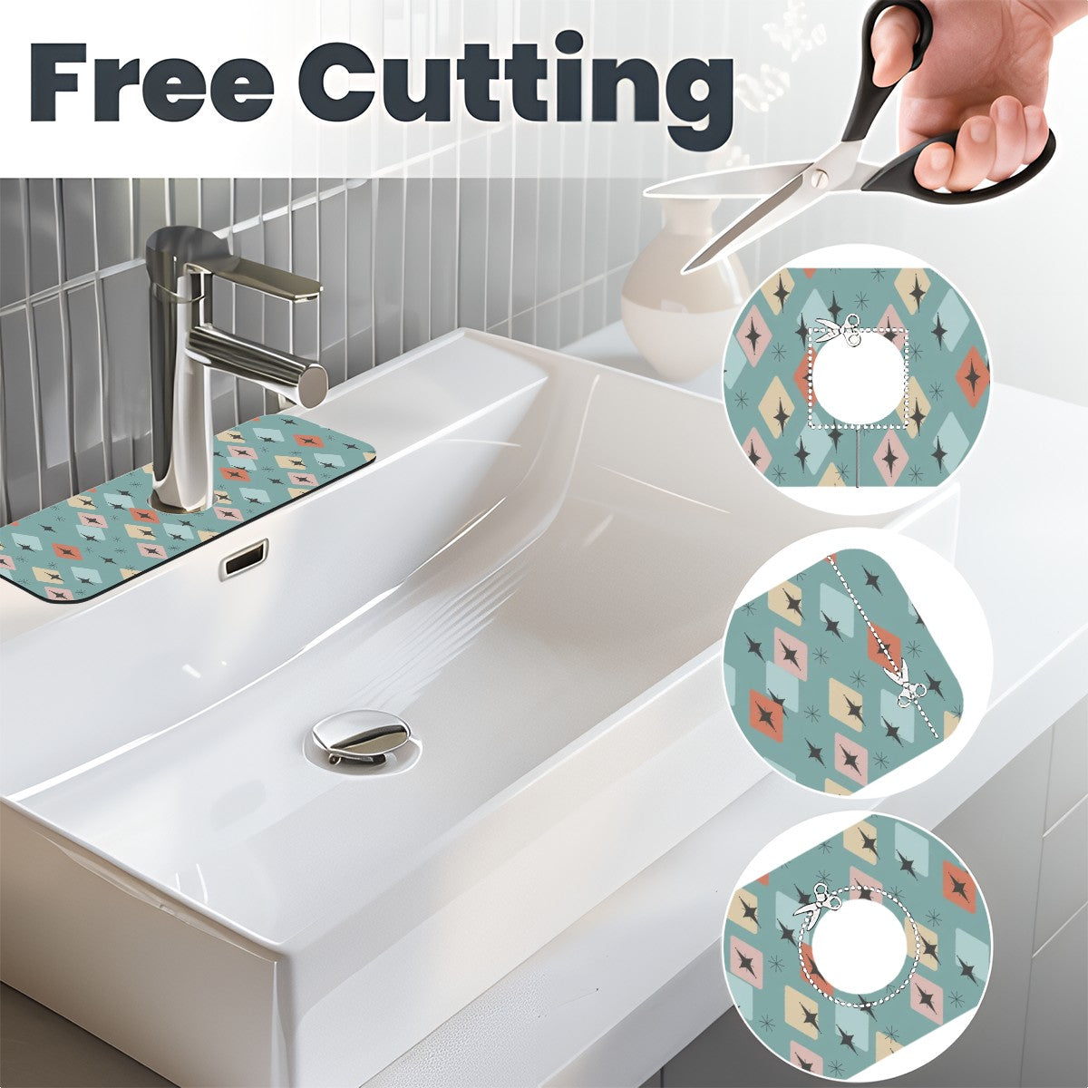 Mid-Century Modern Geometric Sink Faucet Mat