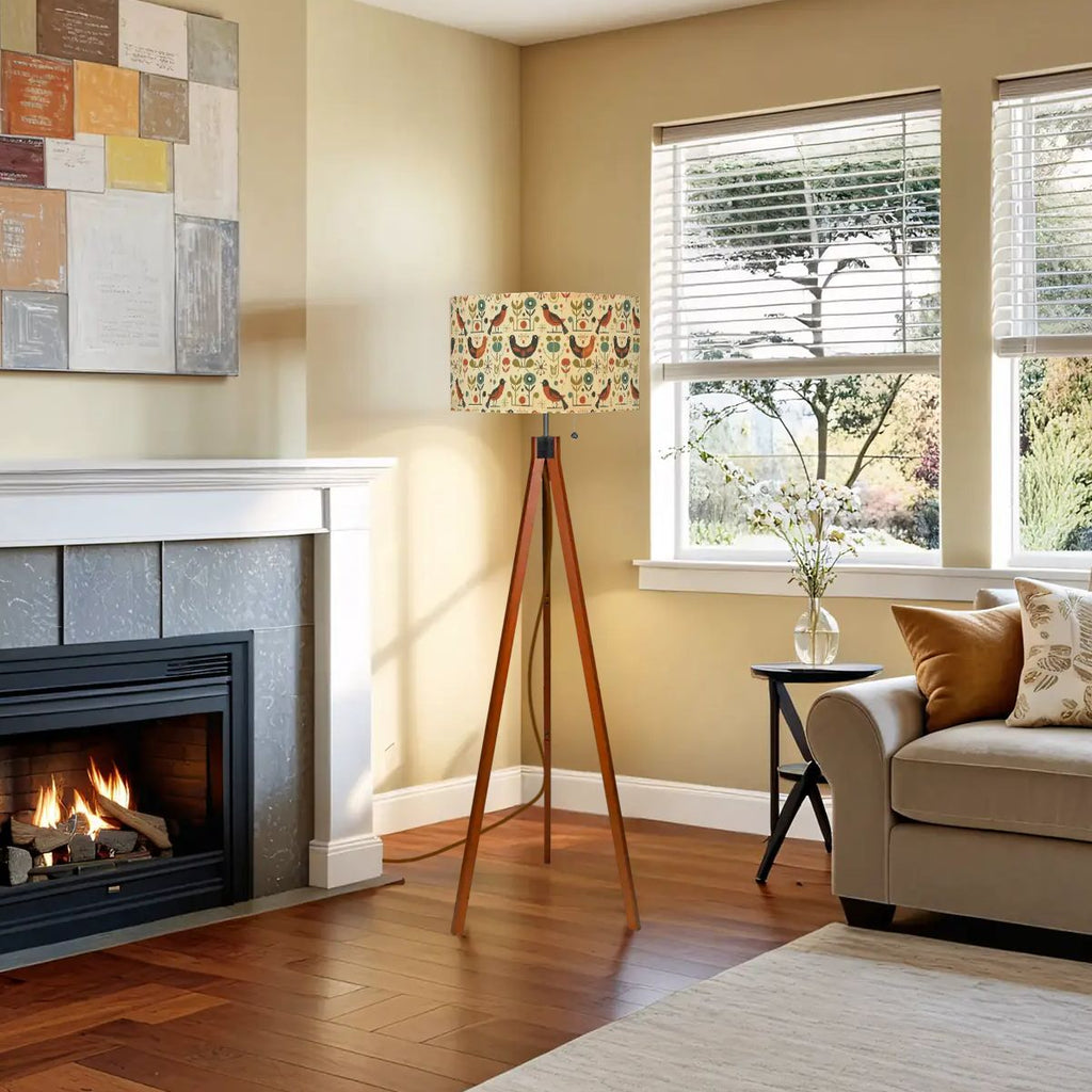 Mid-Century Modern Desert Bloom Print Tripod Floor Lamp
