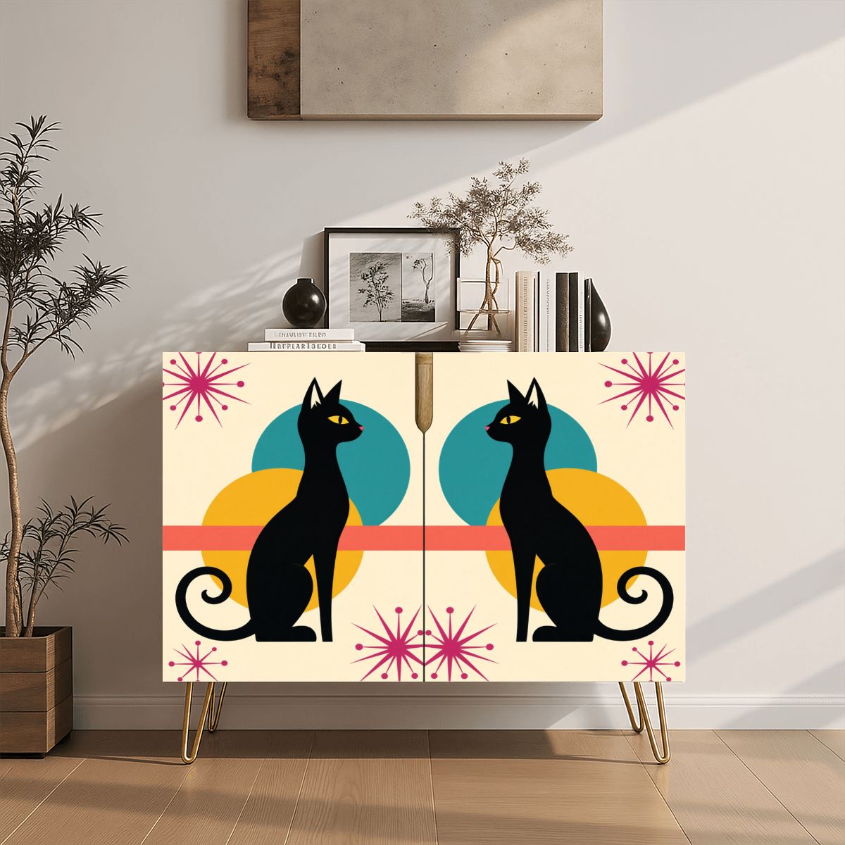 Mid-Century Modern Cat Storage Cabinet, Made in USA