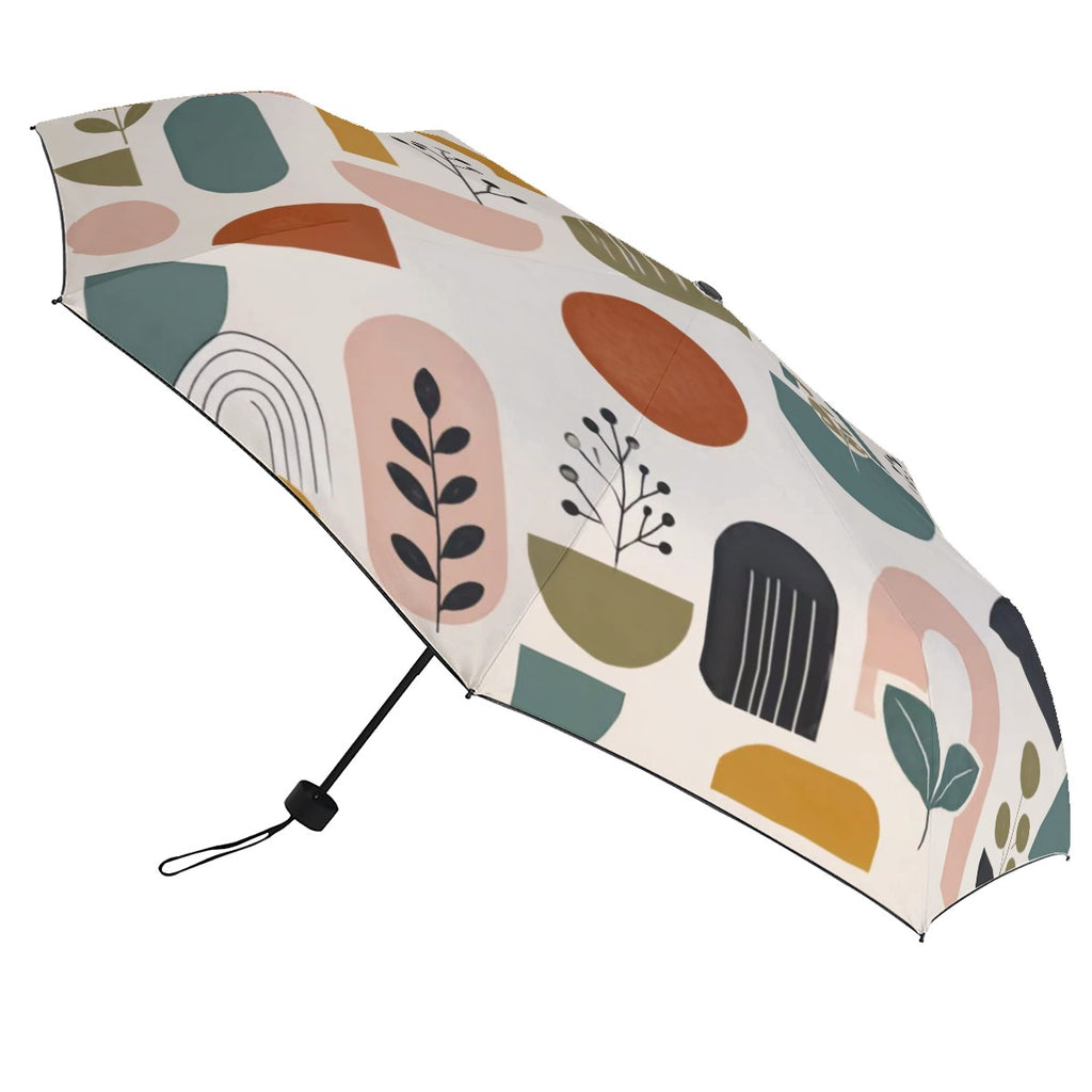 MCM-Era Abstract Botanical Print UV Protection Umbrella