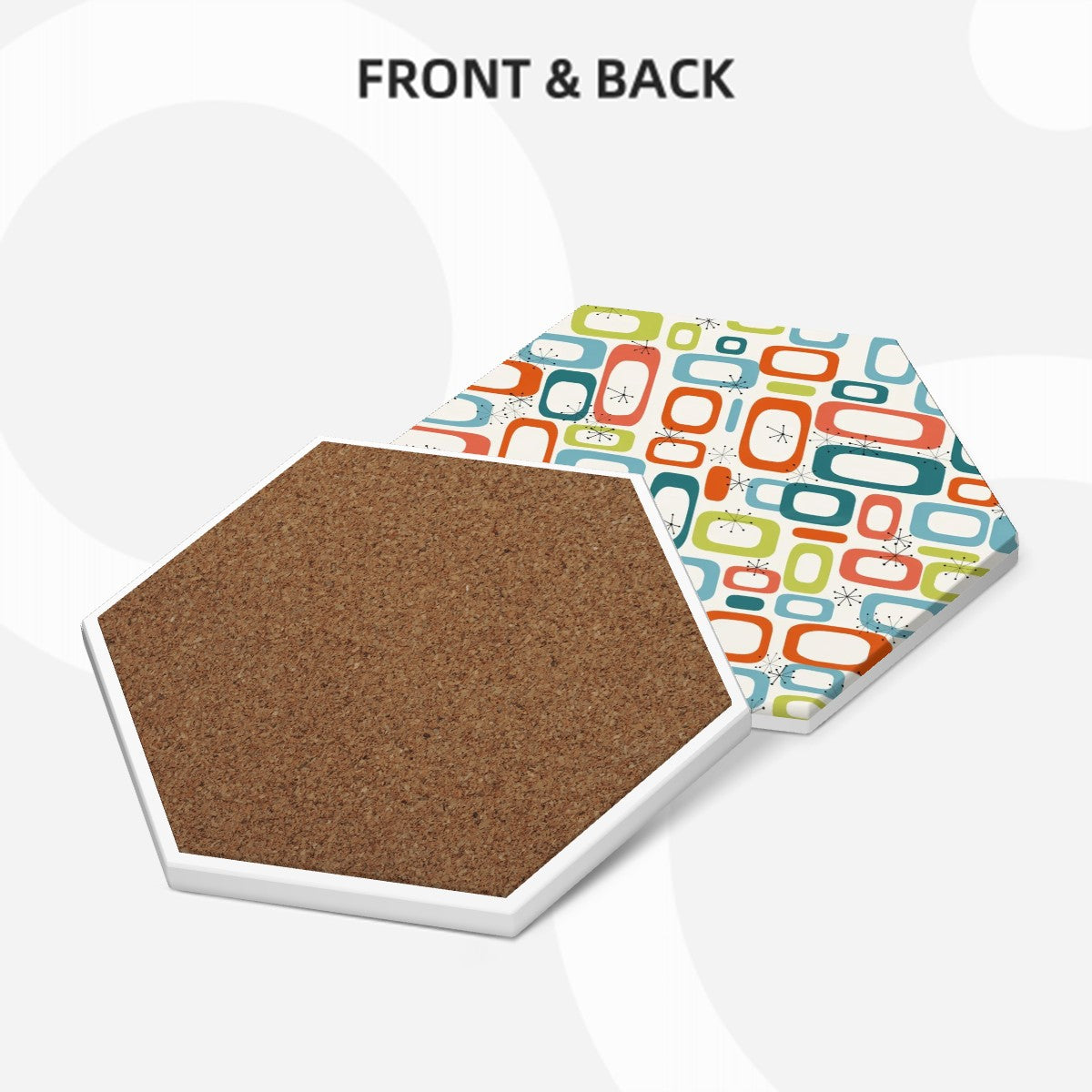 Mid-Century Modern Geometric Ceramic Coaster Set