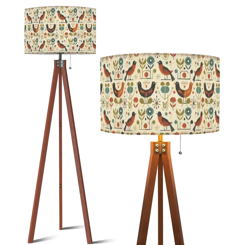 Mid-Century Modern Desert Bloom Print Tripod Floor Lamp