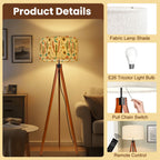 Mid-Century Modern Saguaro Garden Print Tripod Floor Lamp