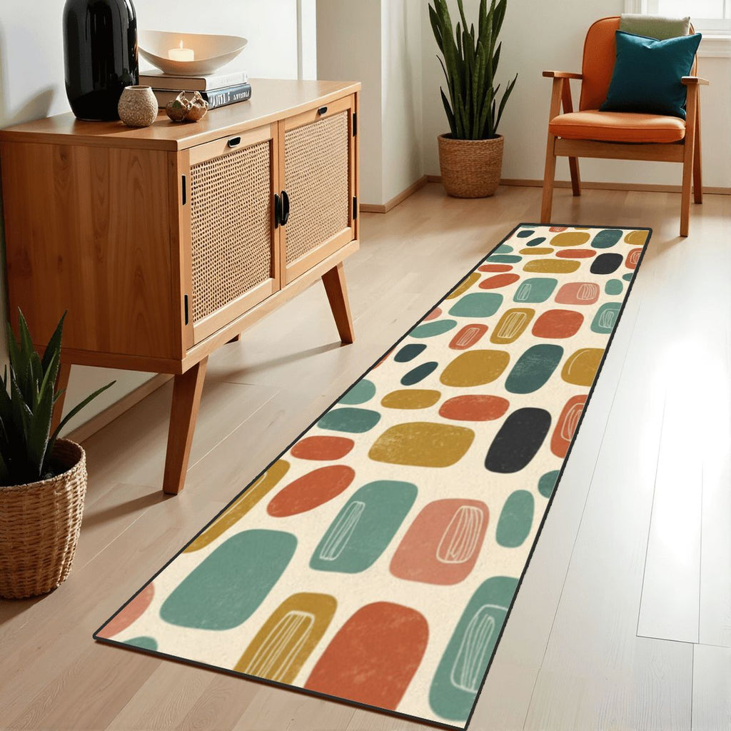 Mid-Century Modern Pebble Colorblock Runner Rug