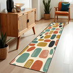 Mid-Century Modern Pebble Colorblock Runner Rug