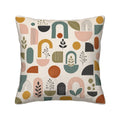 Mid-Century Modern Abstract Arch & Botanical Print Corduroy Throw Pillow