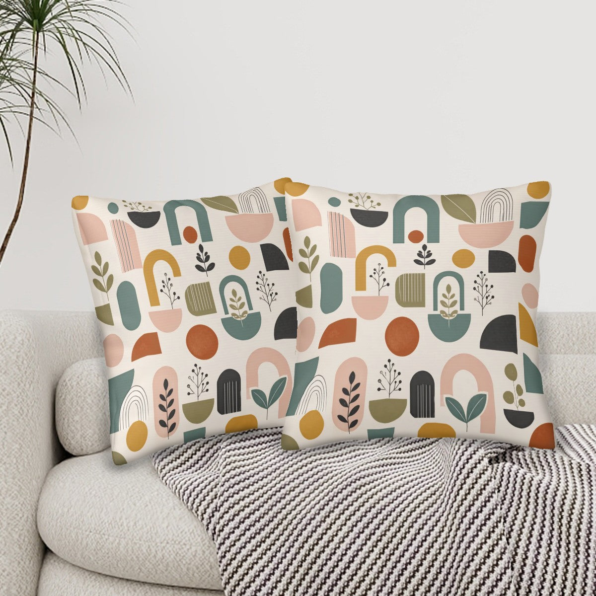 Mid-Century Modern Harvest Forms Pillow Cover Set