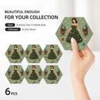 Mid-Century Modern Christmas Tree Ceramic Coaster Set