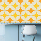 Mid-Century Mustard & Burnt Orange Geometric Wallpaper