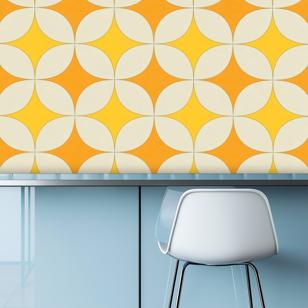 Mid-Century Mustard & Burnt Orange Geometric Wallpaper