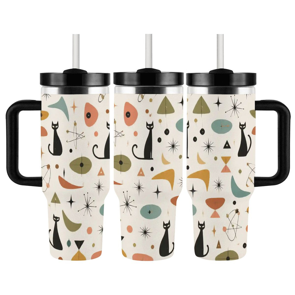 MCM-Era Cat & Botanical Atomic Print 40 oz Travel Tumbler