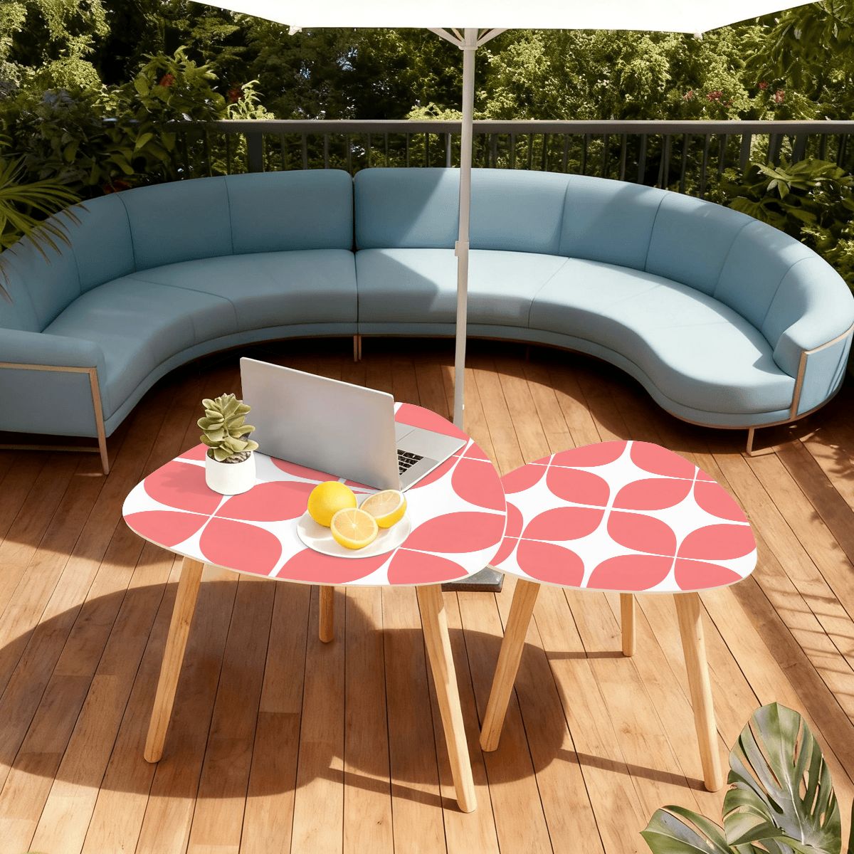 Mid-Century Modern Pink Atomic Nesting Tables