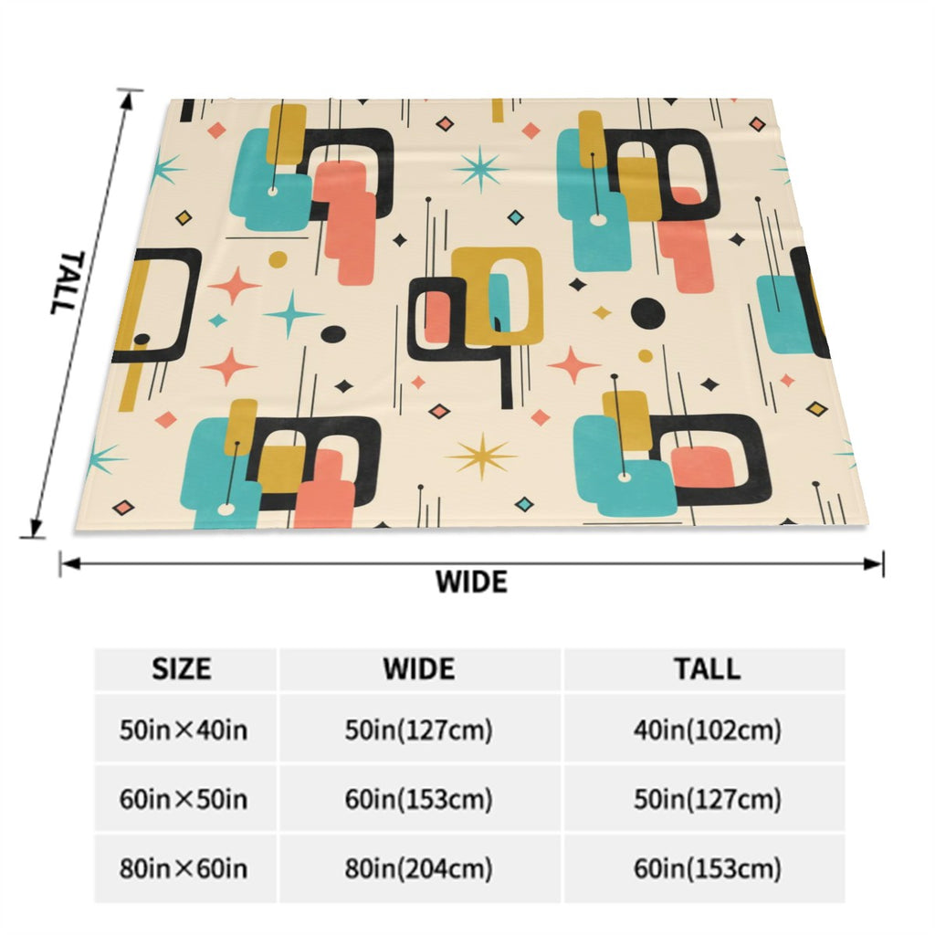 Mid-Century Modern Atomic Geometric Print Throw Blanket