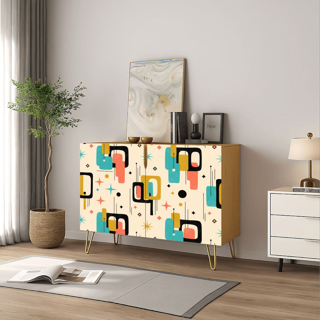 Mid-Century Modern Geometric Storage Cabinet, Made in USA