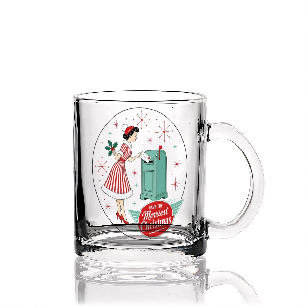 Merriest Christmas Retro Atomic Glass Mug