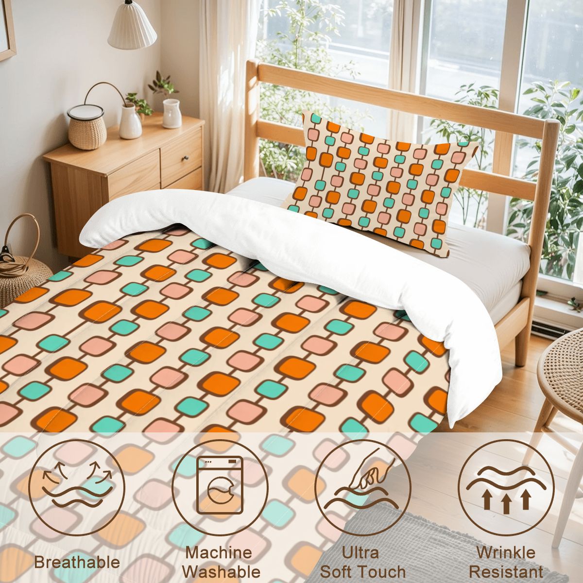 Mid-Century Modern Geometric Twin Comforter Set
