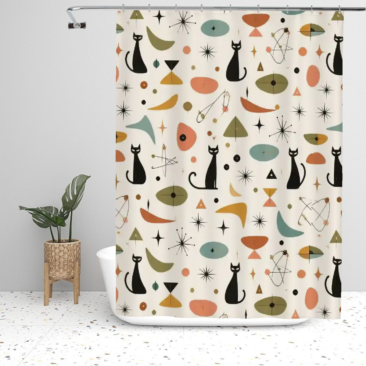 Mid-Century Modern Space Age Garden Shower Curtain