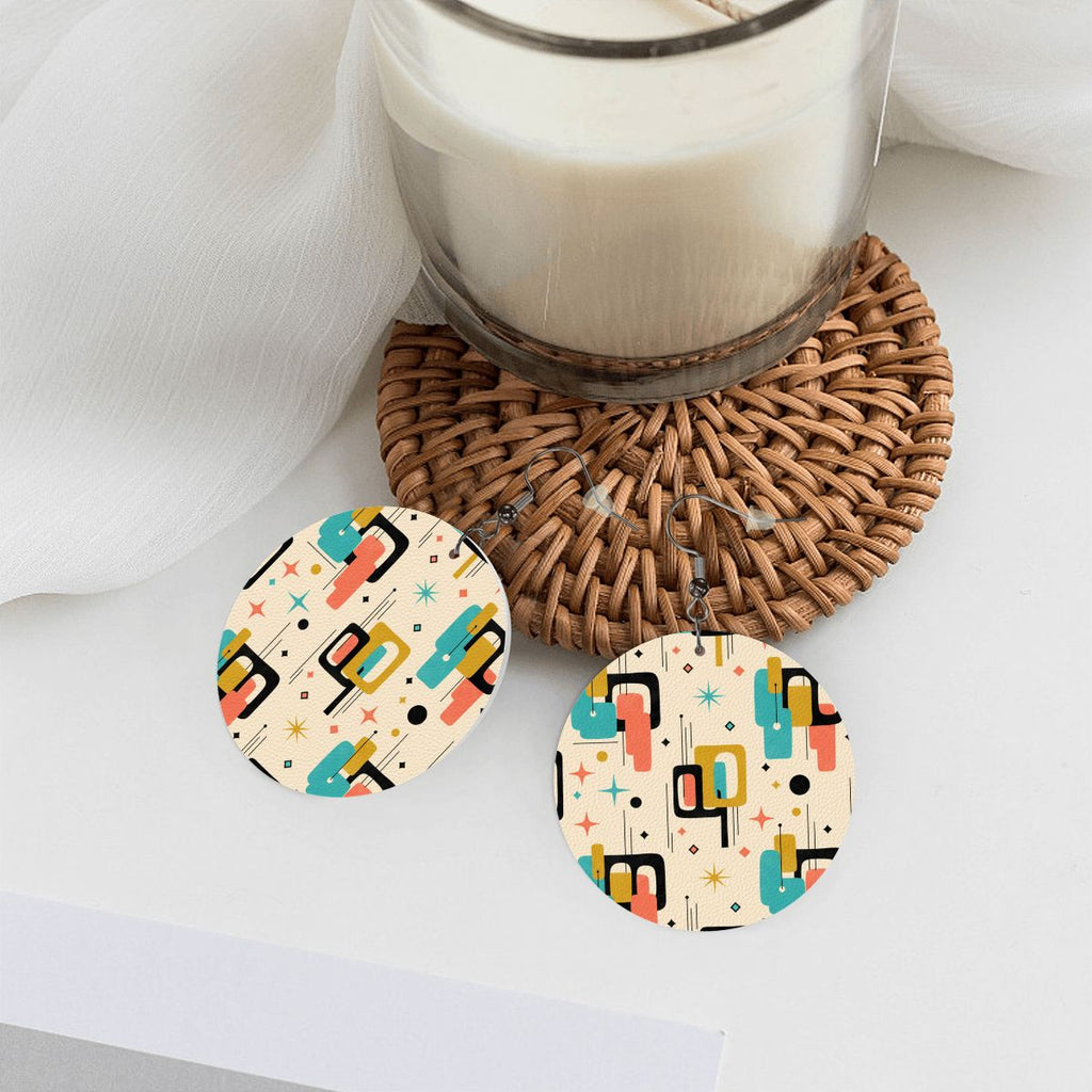Mod Abstract Round Earrings | Mid-Century Modern Statement Drops
