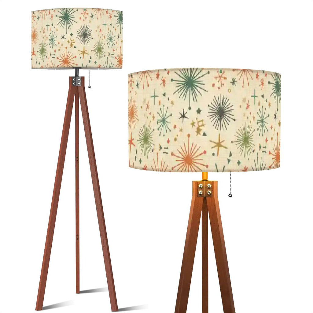 Mid-Century Modern Organic Pattern Tripod Floor Lamp