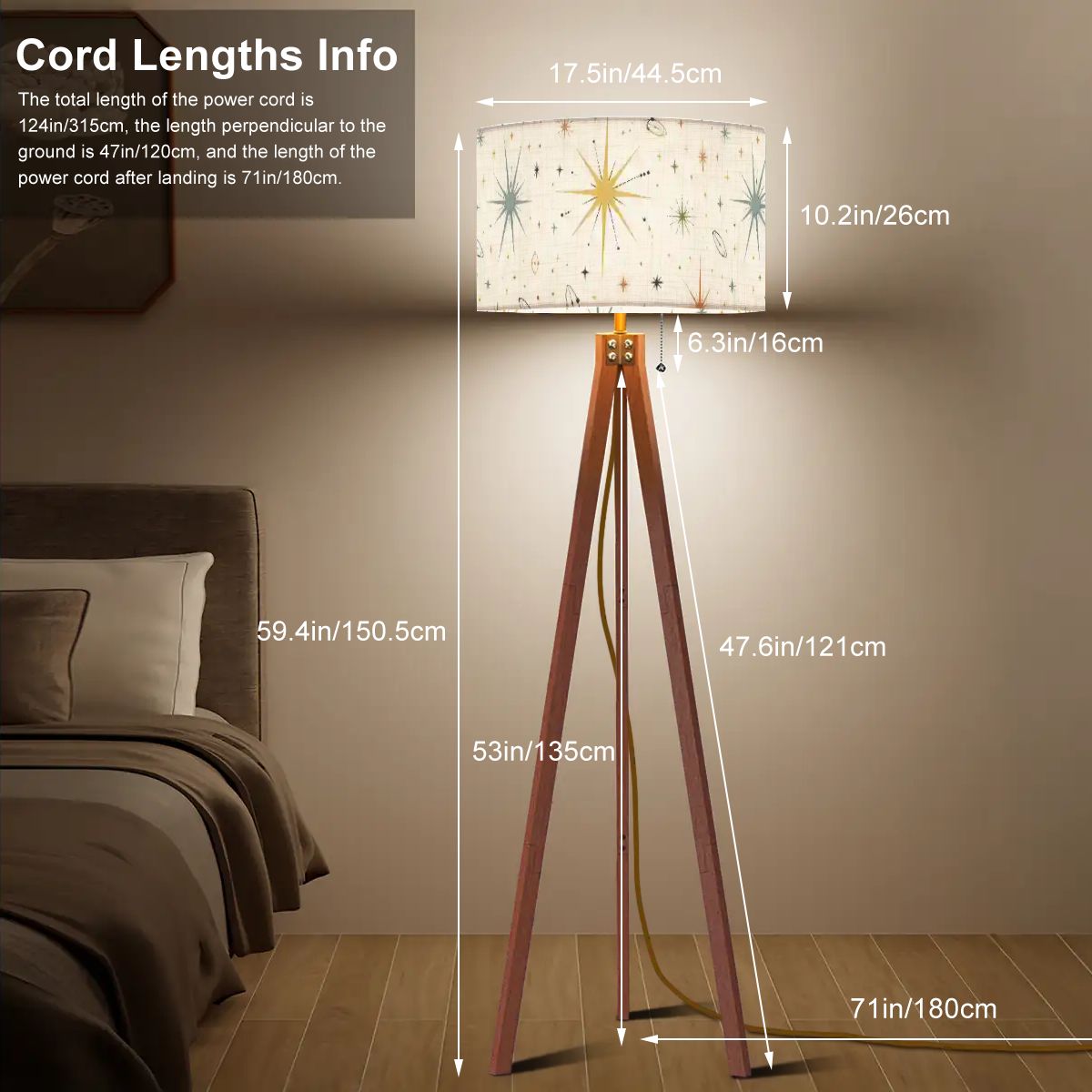 Mid-Century Modern Atomic Starburst Tripod Floor Lamp