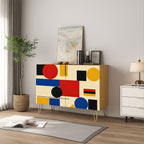 Bauhaus Geometric Wooden Storage Cabinet