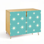 Teal Starburst Mid-Century Modern Media Console