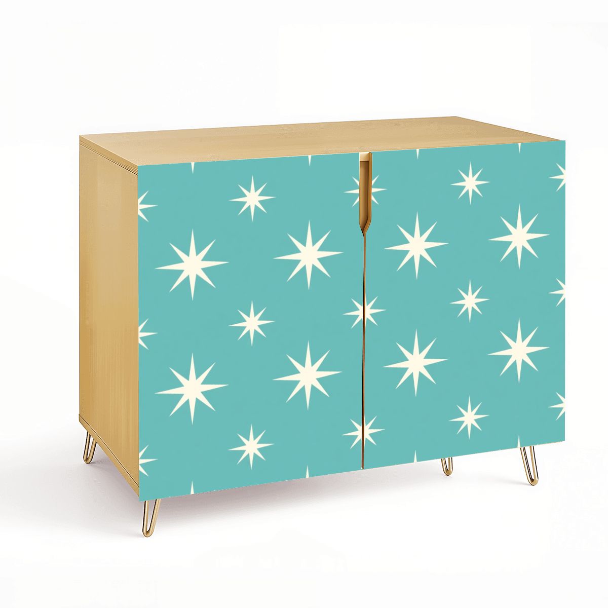 Teal Starburst Mid-Century Modern Media Console