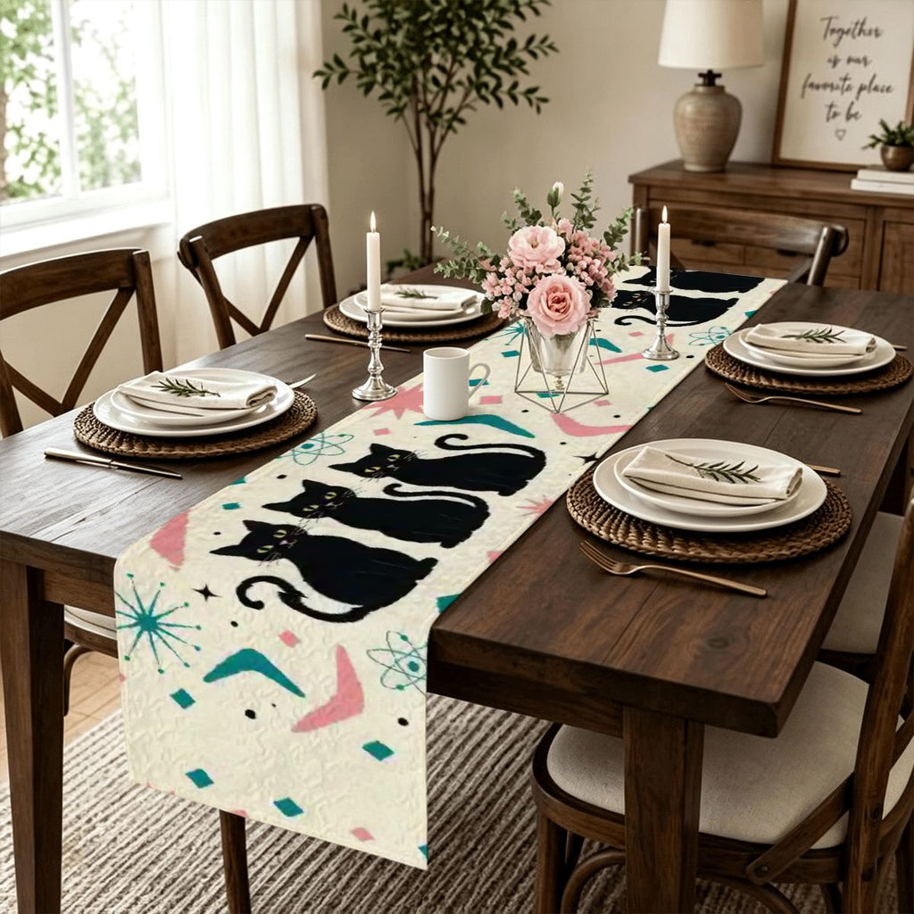 Mid-Century Abstract Shapes Table Runner