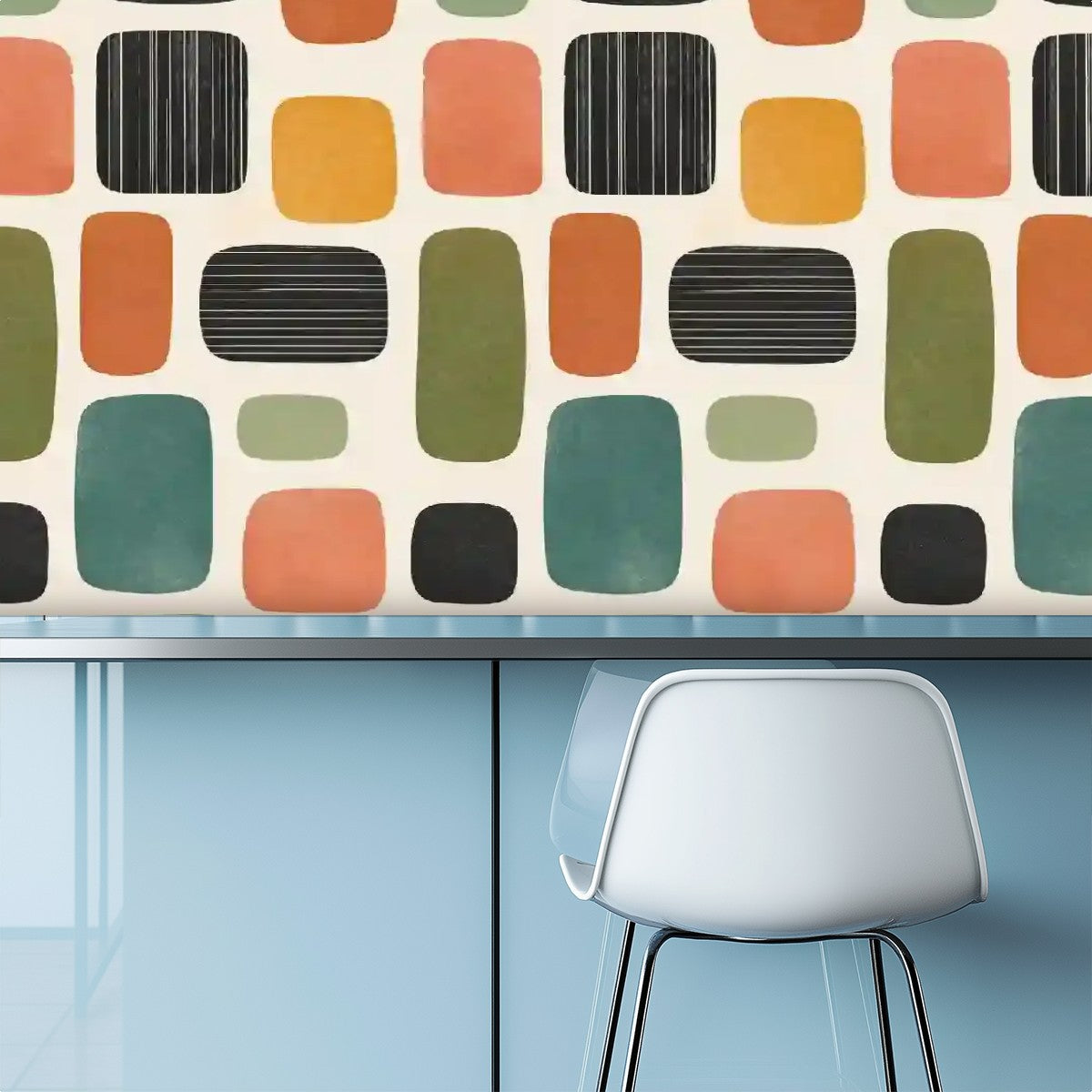 Retro Mosaic Mid-Century Modern Peel-and-Stick Wallpaper