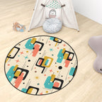 Mid-Century Modern Abstract Pattern Round Area Rug