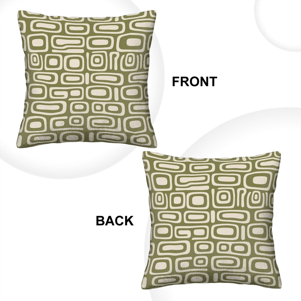 Mid-Century Olive Green Geometric Corduroy Throw Pillow