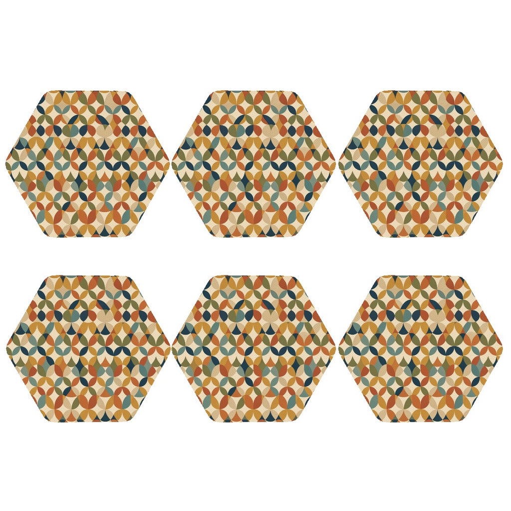 Mid-Century Modern Geometric Hexagon Coaster Set
