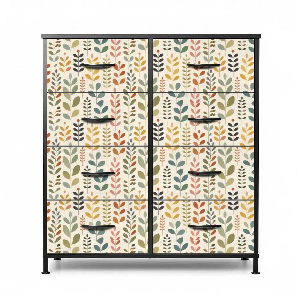 Mid-Century Modern Botanical Leaf 8-Drawer Dresser