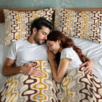 Mid-Century Modern Geometric Queen Duvet Cover Set