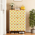 Mid-Century Mustard Geometric Shoe Cabinet