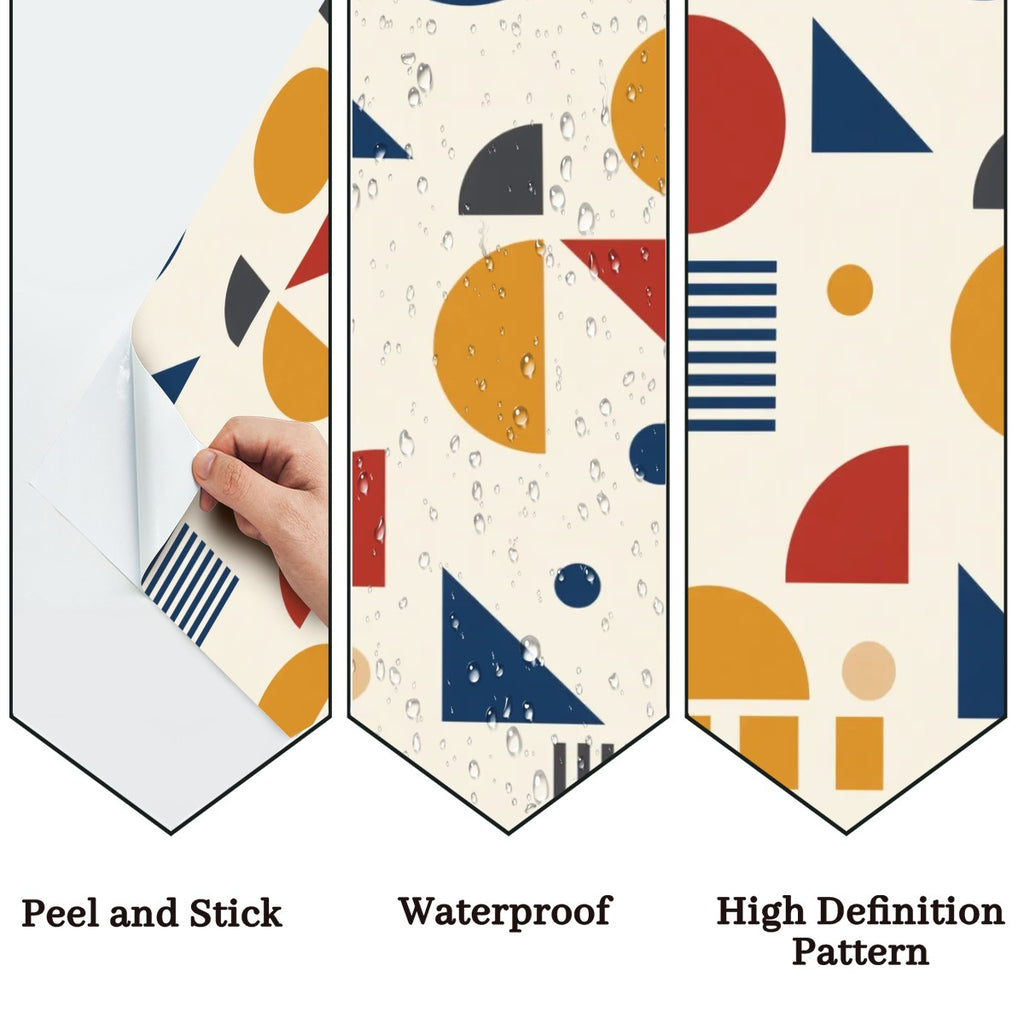 Mid-Century Modern Bauhaus Geometric Peel-and-Stick Wallpaper