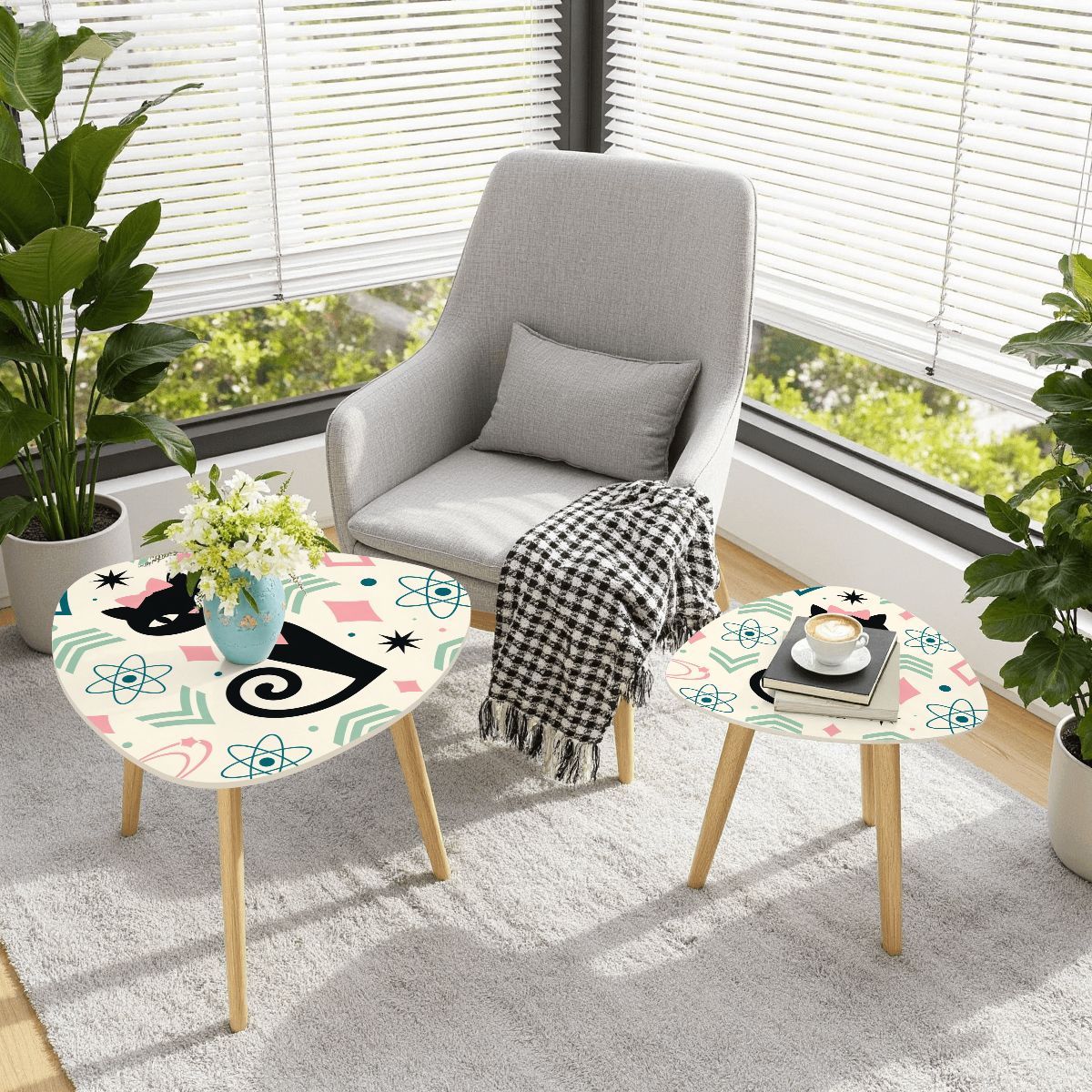 Atomic Cat Mid-Century Modern Nesting Coffee Table Set